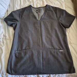 Figs Heather Gray V-Neck Scrub Top — M